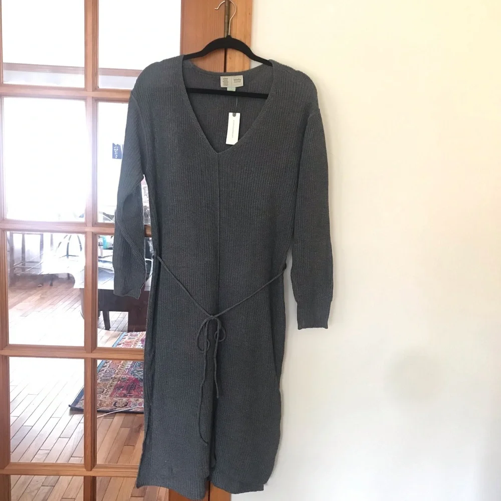 NWT Anthropologie Knit Midi Dress. Size Small. Dark Grey color - Picture 4 of 7